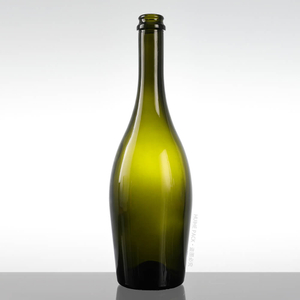 750ml Dark Green Curved Bulb Glass Cider Bottle with Crown Cap