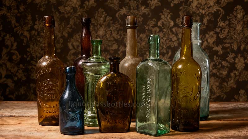 Old Glass Liquor Bottle-2-color glass Old Glass Liquor Bottle-2-color glass