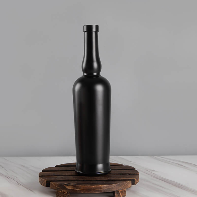Long Neck 750ml Black Transparent Liquor Glass Bottles with Corks