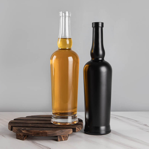 Long Neck 750ml Black Transparent Liquor Glass Bottles with Corks