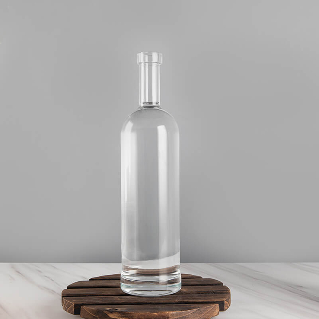 White Black Tall Slender Round 750ML Spirits Glass Bottles