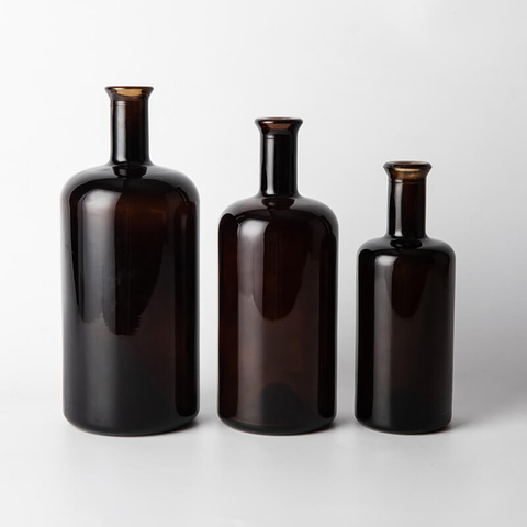 375ml 500ml 750ml Amber Round Glass Alcohol Bottles