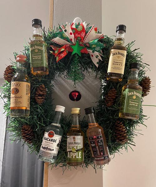 christmas spirit bottle wreath