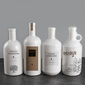 Personalized Logo Print White Opal Glass Cream Liqueur Bottles