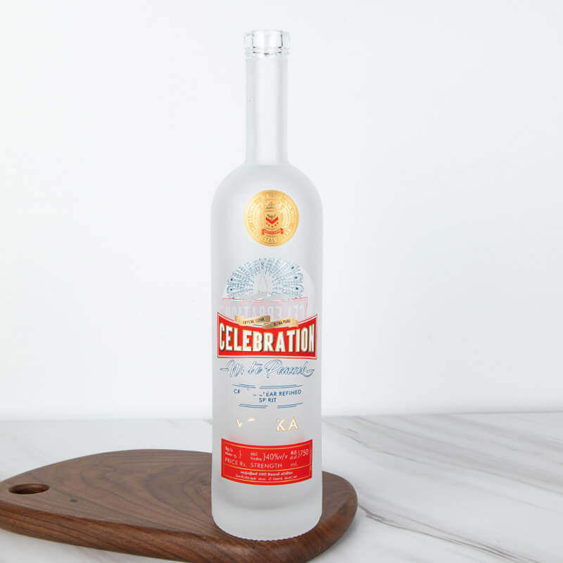 Frosted Round Slender Arizona Glass Vodka Bottle