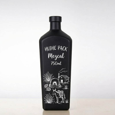 'G'-Embossed Angled Edges Rectangular Glass Liquor Bottle