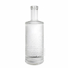 Raised Letters Textured Cylinder Glass Liquor Bottle
