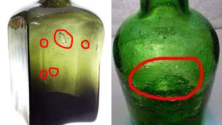old bottle-air bubbles