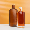 Flat Rectangular Amber Clear Glass Alcohol Bottles