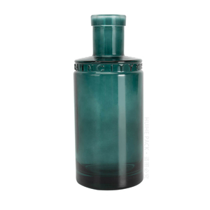 Teal Blue Logo Embossing 375ML Glass Spirit Bottle