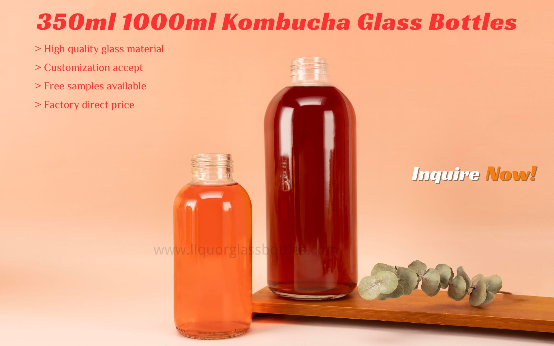 round konbucha glass bottle