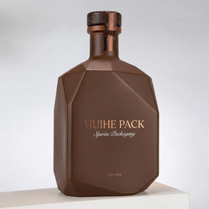 Custom 750ml Unique Geometric Irregular Matte Brown Black Spirits Bottle