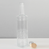 700ml Embossed Slender Neck Cylinder Glass Liquor Bottle with Corks