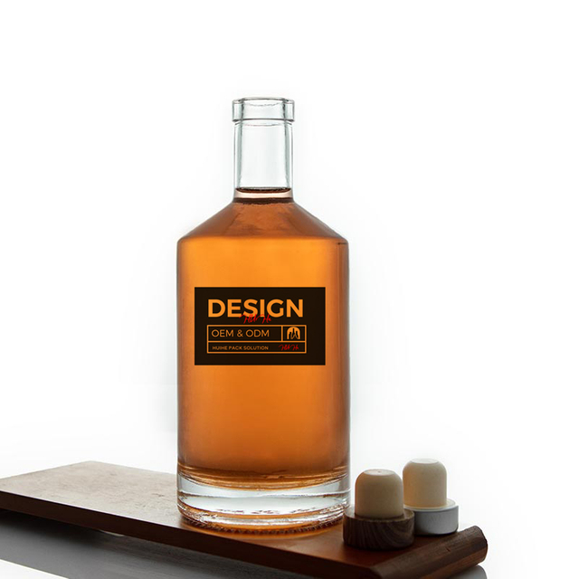 Round Clear 750ml Rum Gin Glass Bottle