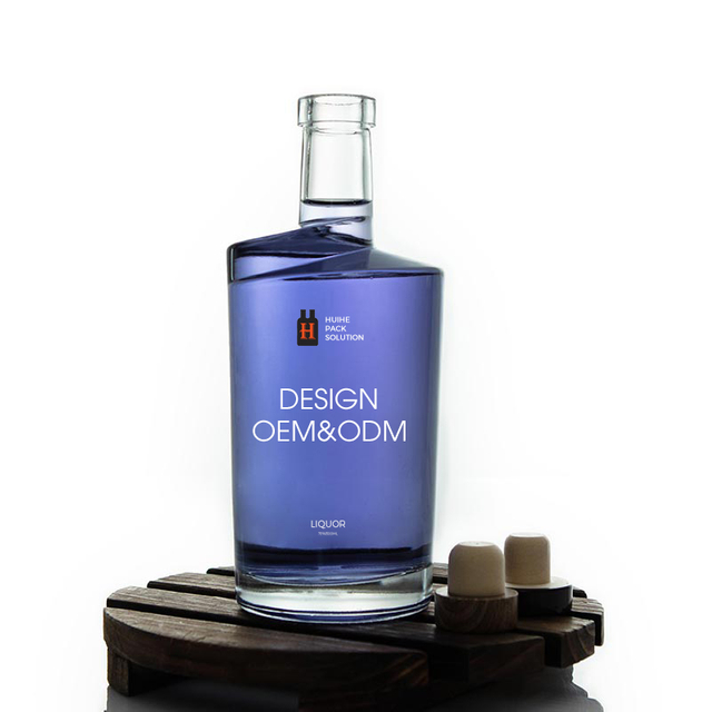 Cork Lid 750ml Round Unique Glass Whisky Bottle