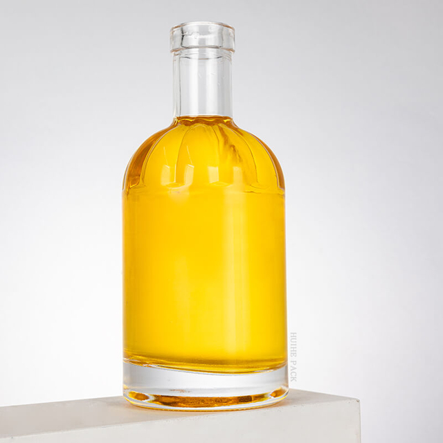 Bulbous Shoulder Cylinder 350ml Clear Glass Liquor Bottle