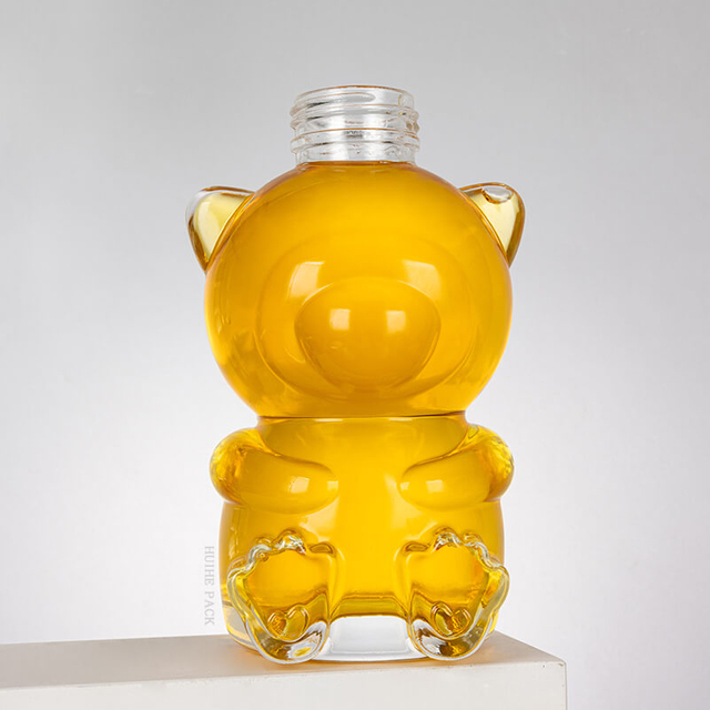 Garrafa de licor de vidro transparente em formato de urso, garrafa de hidromel de 500ml