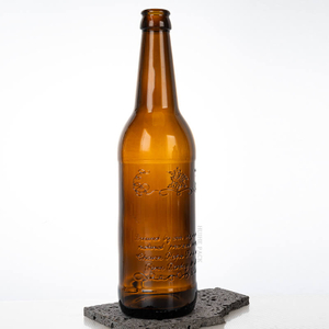 500ml Amber Cylinder Glass Beer Bottle with Crown Cap