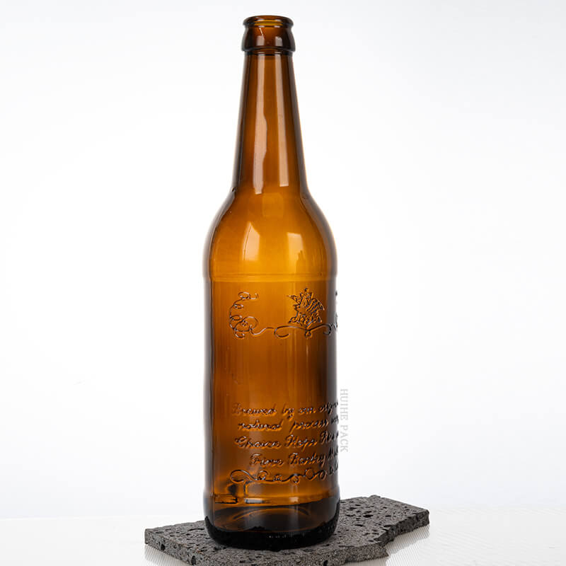 500ml Amber Cylinder Glass Beer Bottle with Crown Cap