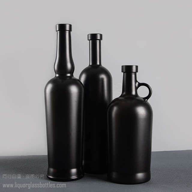 75CL Black Coating Heavy Base Vodka Whisky Tequlia Glass Packaging