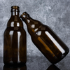 In Stock Amber Empty Glass Beer Bottle with Crown Cap