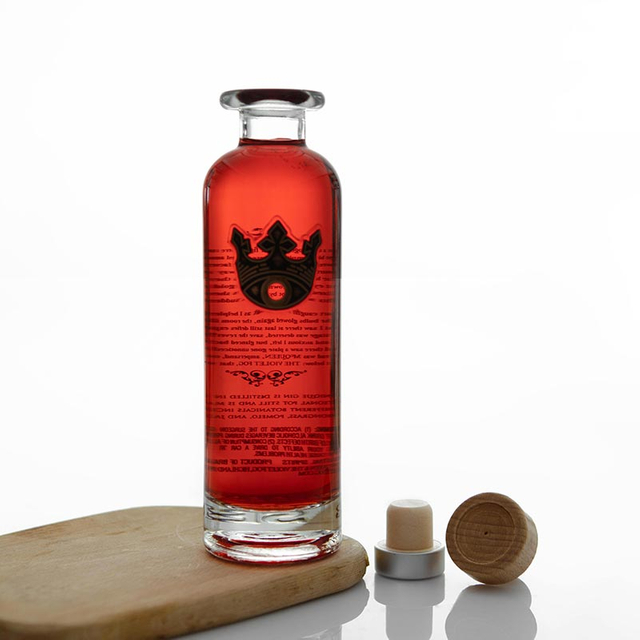 Okrągła szklana butelka na alkohol 75CL z korkiem