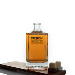 650ml Square Thick Glass Bourbon Whisky Bottle Decanter