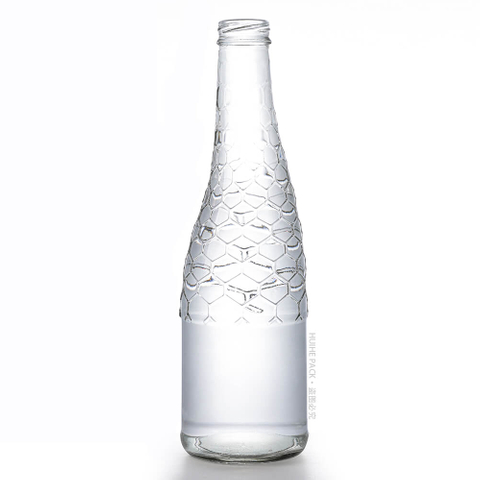 330ml Unique Shape Clear Glass Water Bottle with Screw Lid