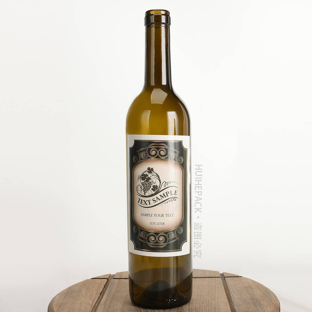 Longneck 75cl Oliwkowo-zielona bordolska średnia szklana butelka na czerwone wino