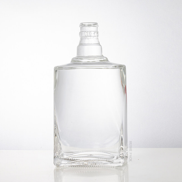 Square Bottom and Round Shoulder Glass Liquor Bottle