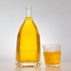 Curved Body Flat Slim Neck Liquor Bottle with Angular Edges