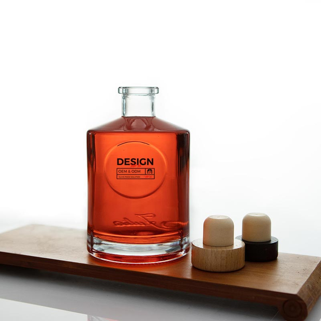 Round 375ML Glass Tequila Bottle with Cork Lid