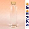 Customized Clear Borosilicate Glass Water Drinking Bottle with Bamboo Cap