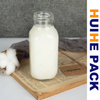 Wide-neck Square BPA Free Glass Dairy Bottle with Screw Lid