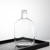 Oval Flat Clear Glass Liquor Bottle with Screw Cap