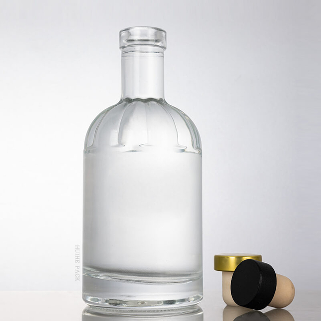 Bulbous Shoulder Cylinder 350ml Clear Glass Liquor Bottle
