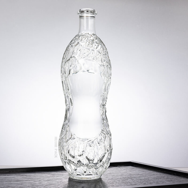 750ml Irregular Clear Glass Whiskey Bottle with Custom Cork