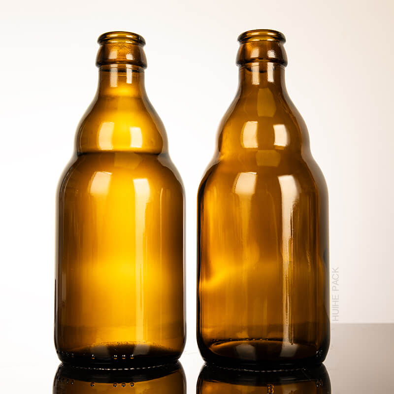 In Stock Amber Empty Glass Beer Bottle with Crown Cap
