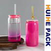 Customized Borosilicate Glass Drink Bottle with Bamboo Lid And Straw