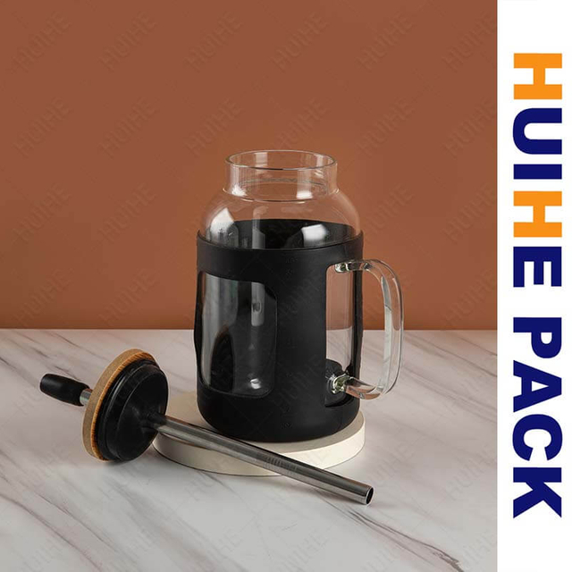 Glass Handle Water Drinking Bottle with Straw and Cap High Borosilicate 