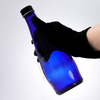 Garrafa de &aacute;gua de vidro azul cobalto 325ml com tampa de rosca