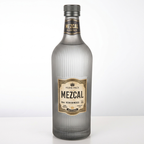 700ml Vertically Ribbed Cylinder Glass Liquor Bottle