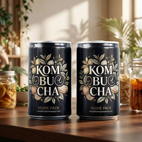 Matte black can for kombucha