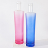 Slim Waist Frost Blue Pink Electroplated Glass Spirits Bottles