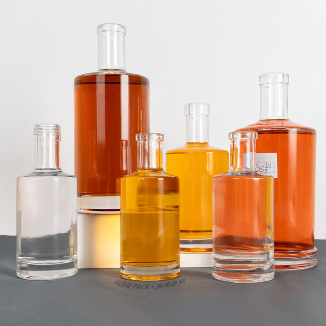 250ml 375ml 700ml 750ml Straight Round Glass Liquor Bottles