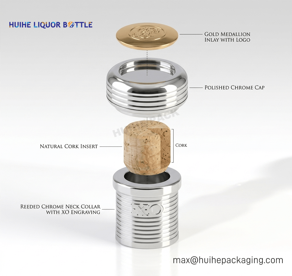 Luxury High-Neck Stopper & Sleeve Assemblies explosion effect diagram