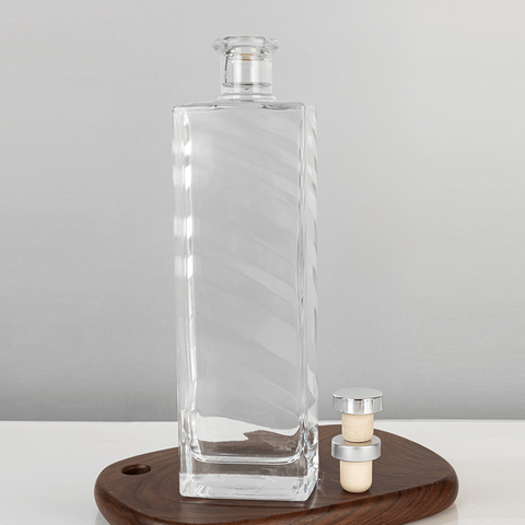 700ml Rectangular Glass Spirits Bottle with Cork Cap
