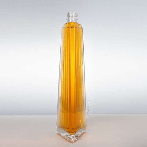 700ml Slender Triangular Ribbing Pattern Glass Liquor Bottle