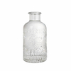 Elaborate Floral - Inspired Glass Liquor Bottle with Thick Neck