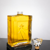 Star-Embossed Square Empty Glass Liquor Bottle for Sale